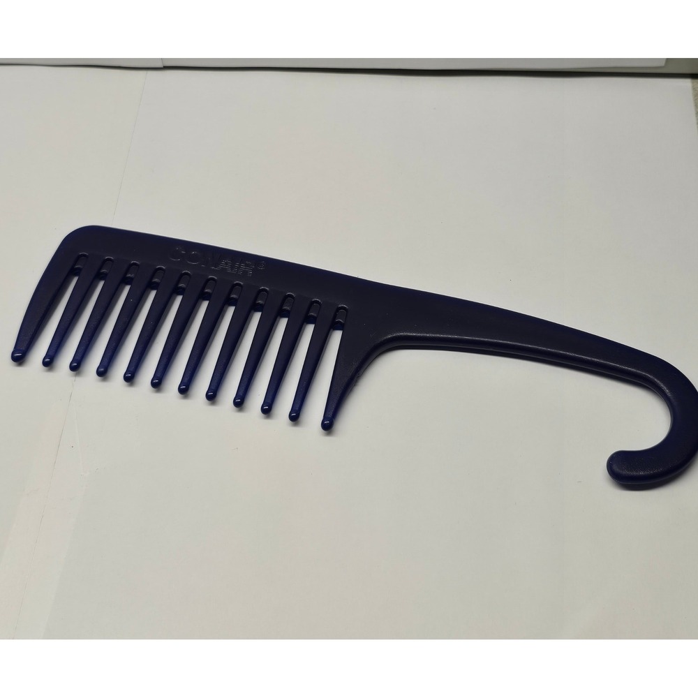 Conair Wide Tooth Detangling Comb Navy Blue Hook Handle Shower Style